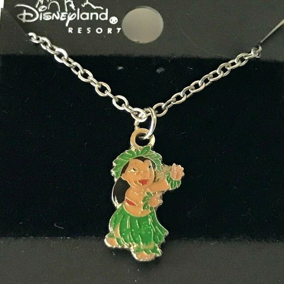 Vintage Disney Lilo & Stitch Necklace Charm Aulani Hawaii Ohana Disneyana 18" - Picture 1 of 10